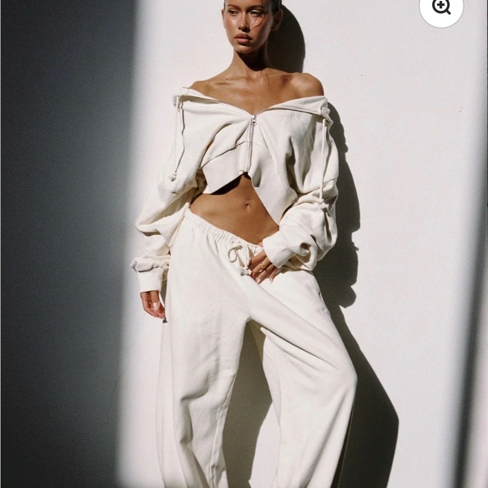 Crop Shop Boutique Cream Track Pants & jacket